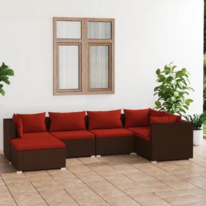 VidaXL 6 részes barna polyrattan kerti ülőgarnitúra párnákkal