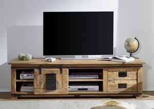 Massziv24 - IRON II. TV asztal 180x55 cm, mangó, természetes