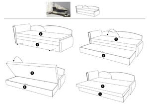 RICCARDO kinyitható kanapé, 200x80x75 cm, fekete + fehér, (alova 04/alova PDP) jobbos