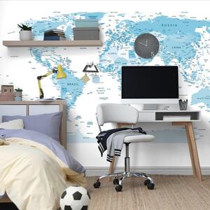 Tapéta részletes világtérkép kék színben
