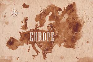 Öntapadó tapéta retro Európa térkép