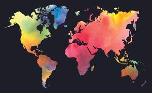 Tapéta világtérkép akvarell fekete alapon