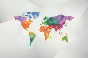 Tapéta színes világtérkép origami stílusban