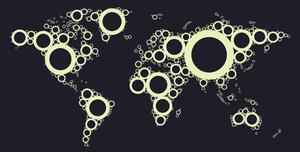 Tapéta világtérkép körökből fordított formában