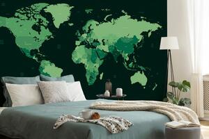 Öntapadó tapéta részletes világtérkép zöld színben