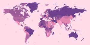Tapéta részletes világtérkép lila színben