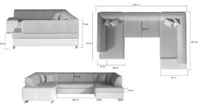 HAVANIS ágyazható U alakú ülőgarnitúra, 320x73x167/207 cm, sawana 14/soft 017 white, balos