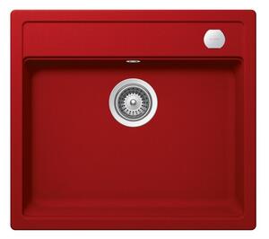 Schock Mono N-100 Cristadur Rouge egymedencés gránit mosogató automata dugóemelő, szifonnal, piros, beépíthető