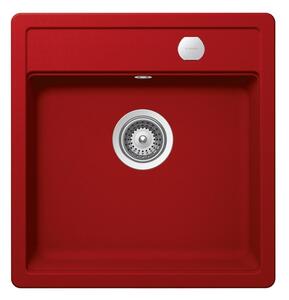 Schock Mono N-100S Cristadur Rouge egymedencés gránit mosogató automata dugóemelő, szifonnal, piros, beépíthető