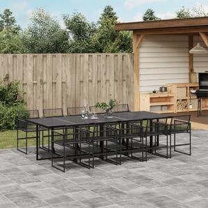 VidaXL 11 részes fekete polyrattan kerti étkezőgarnitúra