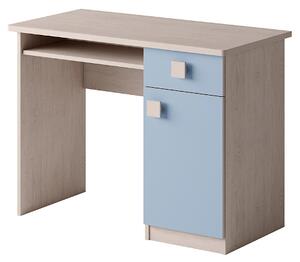 TENUS íróasztal, 76x100x50 cm, santana tölgy/kék