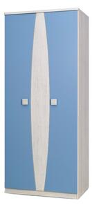 TENUS 2D szekrény, 193x80x50 cm, santana tölgy/kék