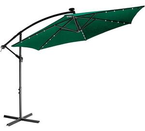 STILISTA Kerti napernyő fogantyúval LED 350 cm zöld