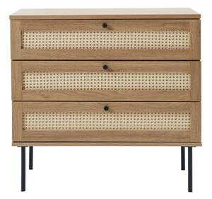 Natúr színű alacsony komód tölgyfa dekorral 80x75 cm Pensacola – Unique Furniture