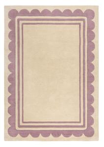 Lila-natúr színű kézi szövésű gyapjú szőnyeg 120x170 cm Lois Scallop – Flair Rugs