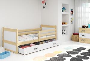 RICO P1 COLOR gyerek ágy, 80x190 cm, tárhely, borovifenyő/fehér