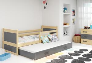 RICO P2 gyerek ágy pótággyal, 80x190 cm, borovifenyő/grafit