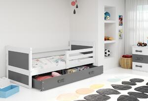 RICO P1 COLOR gyerek ágy, 90x200 cm, tárhely, fehér/grafit