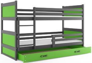 FIONA 2 COLOR emeletes ágy, 90x200 cm, grafit/zöld