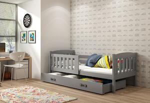 KUBUS P1 gyerek ágy + ajándék matrac + tárhely + ágyrács, 80x160 cm, grafit, grafit