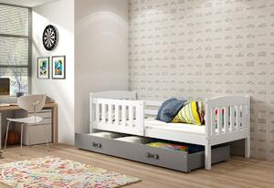 FLORENT P1 gyerekágy + AJÁNDÉK matrac + ágyrács, 90x200 cm, fehér, fehér