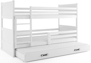FIONA 3 COLOR emeletes ágy pótággyal, 80x190 cm, fehér/fehér