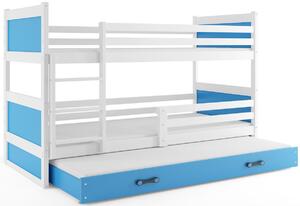 FIONA 3 COLOR emeletes ágy pótággyal, 90x200 cm, fehér/égszínkék