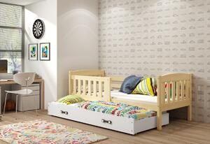 FLORENT P2 gyerekágy + AJÁNDÉK matrac + ágyrács, 90x200 cm, fehér, grafit