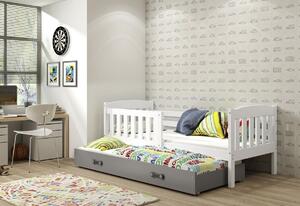 FLORENT P2 gyerekágy + AJÁNDÉK matrac + ágyrács, 80x190 cm, fehér, grafit