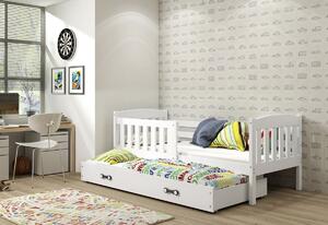 FLORENT P2 gyerekágy + AJÁNDÉK matrac + ágyrács, 80x190 cm, borovifenyő, grafit