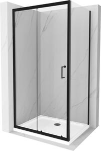 Mexen APIA, tolóajtós zuhanykabin 100 (ajtó) x 70 (fal) cm, 5mm átlátszó üveg, fekete profil + fehér zuhanytálcás, 840-100-070-70-00-4010B