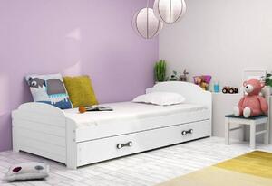 LILI P1 gyerek ágy, tárhely, 90x200, fehér/fehér