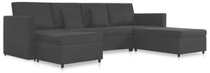 VidaXL fekete szövetkárpitozású négyszemélyes kihúzható kanapéágy