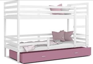 JACEK B 2 COLOR gyerek ágy, 190x90 cm, fehér/rózsaszín