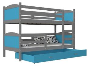 MATES 2 COLOR emeletes ágy, 190x80 cm, szürke/kék