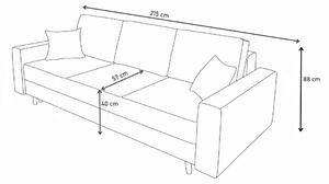 MÁCA kanapé, 215x88x85 cm, Kornet 02/Dolaro 8 fekete
