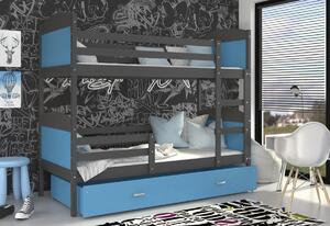 MATES 2 COLOR emeletes ágy, 190x80 cm, szürke/kék