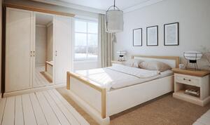 KNIGHT L1 ágy matraccal és ágyráccsal, fehér skandináv fenyő/vad tölgy