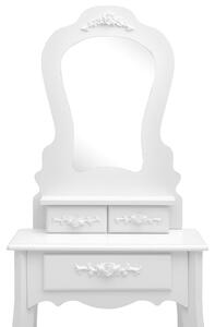 VidaXL fehér császárfa fésülködőasztal-szett ülőkével 50 x 59 x 136 cm