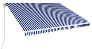 VidaXL kék és fehér kézzel kihúzható napellenző 450 x 300 cm