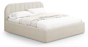 Krémszínű kárpitozott ágyneműtartós franciaágy ágyráccsal 200x200 cm Juno – Windsor & Co Sofas