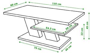CLIFF MAT beton / fekete, dohányzóasztal