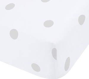 Fehér-szürke gumis flanel lepedő 150x200 cm Polka Dot – Catherine Lansfield