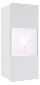 CALABRINI vitrines faliszekrény, fehér/magasfényű fehér, + fehér LED
