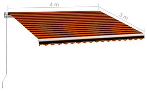 VidaXL narancssárga és barna kézzel kihúzható napellenző 400 x 300 cm