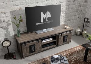 Massziv24 - IRON TV asztal 160x50 cm, mangó, szürke