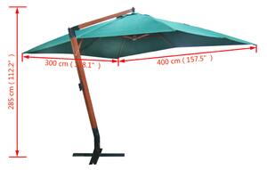 VidaXL Lebegő napernyő Melia 300 x 400 cm zöld