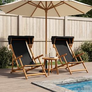VidaXL Hintaágy 2 pcs 3 Pozíció Tömör Eukaliptusz Fa Fekete