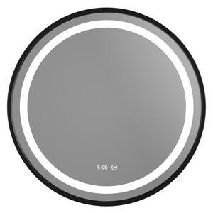 Welland Type-2F LED tükör - fényerő + színhőfok állítás + óra - Ø 60 cm