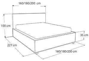 Kárpitozott ÁGY BERAM + matrac DE LUX, 120x200, madryt 190